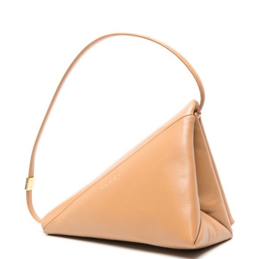New Marni Prisma Triangle leather shoulder bag in tobacco brown